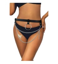 Zincirli Şık Deri Bel Harness (Siyah)