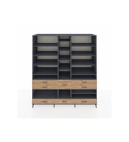 Kronos Dolap 19 Raflı 8 Çekmeceli  220x59x243 Antrasit-Antrasit/Çam