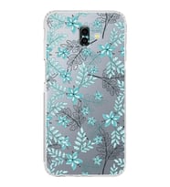 Samsung Galaxy J6 Plus  Kamera Korumalı Kapak Floral Su Yeşili Tasarımlı  Şeffaf  Kılıf