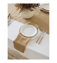 Keten Masa Örtüsü Set Kahverengi  40x150 cm