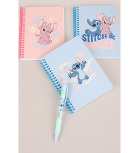 DEKOMUS İLE LİSANSLI LILO & STITCH SPIRALLI A6 80 YAPRAK BLOKNOT İLE VERSATİL UÇLU KALEM 0.7 MM 2'LİSİ