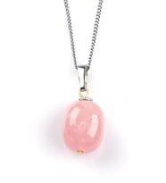 Pembe Kuvars Doğal Taş Kolye