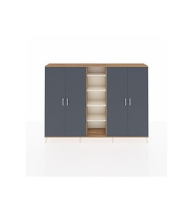 Arges Dolap 12 Raflı 4 Kapaklı 220x30x163 Çam-Antrasit/Aytaşı