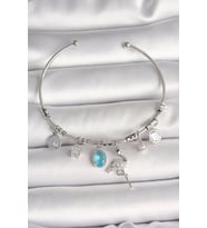 Pirinç Gümüş Renk Sallantı Zirkon Taşlı Filaminga Figür Charm Kadın Bileklik TJ-BB6903