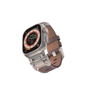 Apple Watch 42mm Uyumlu Zore KRD-114 Metal Başlıklı Suni Deri Kordon
