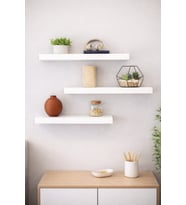 3'lü Uçan Duvar Rafı Set Gizli Raf- Beyaz 15x40