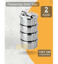 4’lü Sefer Tası 14x7 cm Yemek Taşıma Kabı Paslanmaz Çelik No 2 Kapasite 2 Kişilik