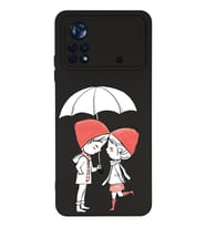 Xiaomi Poco X4 Pro Uyumlu Lansman Kılıf Aşk Tasarımlı İçi Kadife Kapak-Siyah (Şeffaf)