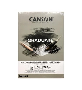 Canson Çizim Bloğu Graduate Mıx Medıa Gri 30 Sayfa A5 220 Gram