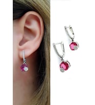 Pembe Zirkon Taşlı 925 ayar Gümüş Trend Küpe