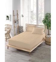 PARKER Renkli Alez Kahverengi-Kapitoneli Fitted-Pamuklu-Yanı Çarşaflı-Çift Kişilik-Tek Kişilik-Bebek Alezi-Su-Yatak Koruyucu (180x200)