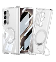 Galaxy Z Fold 8 Ultra Kılıf M-safe Şarj Özellikli Zore Kıpta KPT-09 Ring Standlı Şeffaf Sert PC Kapak