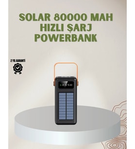 Powerbank Solar Fenerli Çoklu Kablolu Taşınabilir Şarj Aleti