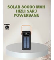 Powerbank Solar Fenerli Çoklu Kablolu Taşınabilir Şarj Aleti