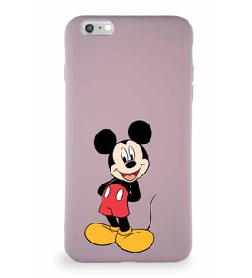 Apple iPhone 6 Plus Soft Premier Kapak Mickey Mouse-B Tasarımlı Silikon Kılıf - Pudra (Şeffaf)