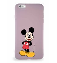 Apple iPhone 6 Plus Soft Premier Kapak Mickey Mouse-B Tasarımlı Silikon Kılıf - Pudra (Şeffaf)