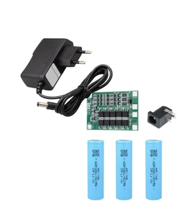 3 Adet Aspilsan Li-ion Pil, 3S 40A BMS, 12.6 Volt 2 Amper Adaptör ve 5,5x2,5 Dişi Soket
