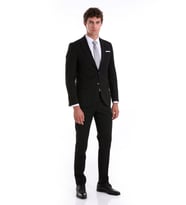 Hatemoğlu Siyah Slim Fit Mono Yaka Düz Klasik Takım Elbise (A.Siyah)