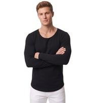 DeepSEA Erkek Beyaz %95 Pamuk Slim Fit Kesik Açık Yaka Likralı Penye Sweatshirt Oval Kesim 2602299