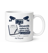 Güvenlik Görevlisine Hediye Ziyaretçi Kaydı Kamera Nöbet Turu Baskılı Kupa Bardak