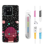 Xiaomi Redmi Note 7 8 9 Pro 10 2022 10 Pro 10S Kılıf Kablo Koruma Spiral Silikon Space Woman 1311