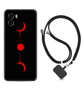 Vivo Y15S Y32 Y33S Y51 Y53S Kılıf Boyun Askılı Silikon Red Moon 1710