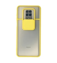 Xiaomi Redmi Note 9 Pro Kılıf Palm Buzlu Kamera Sürgülü Silikon - Sarı