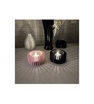 Alvera Modern Çizgili Mumluk – 3D Baskı Tealight Mumluk (1 Adet)-Pembe