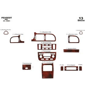 Meriç® Peugeot 406 Ön Torpido Kaplama Maun 13 Parça 1999-2005 (Maun)
