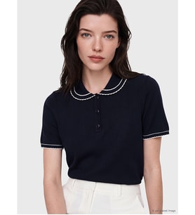 LCW Comfort Lacivert Polo Yaka Kadın Triko Kazak