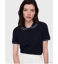 LCW Comfort Lacivert Polo Yaka Kadın Triko Kazak