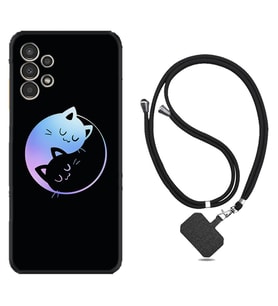 Samsung Galaxy M14 Kılıf Silikon Boyun Askılı İpli Desenli Silikon Love Cats 1604