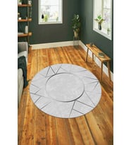 Silver Prizma Kaymaz Tabanlı Yıkanabilir Yuvarlak Halı AR402 - 100 x 100 cm