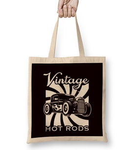 Vintage Hot Rods Classic Old American Cars Automobile Garage Bez Çanta Uzun Saplı