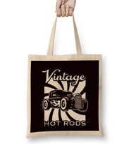 Vintage Hot Rods Classic Old American Cars Automobile Garage Bez Çanta Uzun Saplı