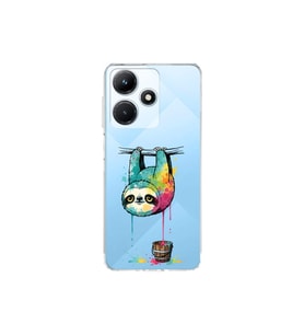 Infinix Hot 30i ile Uyumlu Splash Tembel Hayvan Tasarımlı Şeffaf Silikon Kılıf