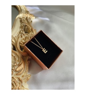 Zirkon Taşlı Minimal Gold E Harfli Kolye