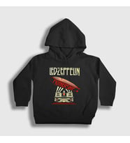 Presmono Unisex Çocuk Siyah Mothership Led Zeppelin Kapüşonlu Sweatshirt 96218tt