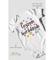 Teyzem Buradaydı Baskılı Bebek Zıbını – Çıtçıtlı Body  %100 Pamuk Kısa Kol (Beyaz)