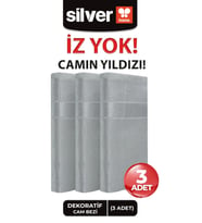 Silver Home 3'lü Mikrofiber Dekoratif Cam Bezi Gri 40x40 Cm
