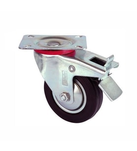 Servis Tekeri - Tablalı Frenli Siyah Döner - Çap 80 mm