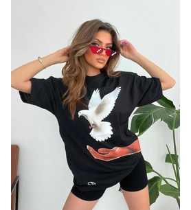 Dijital Baskılı T-Shirt - Siyah