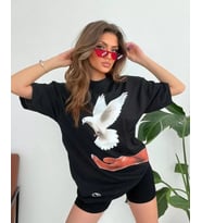 Dijital Baskılı T-Shirt - Siyah