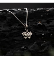 Gümüş Lotus Çiçeği Kolye 925 Ayar Gümüş Lotus Çiçeği Figürlü Unisex Kolye Taşsız Lotus Kolye