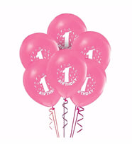 1 Yaş Baskılı Pembe Balon 25 Adet ( Balonlar Sönüktür)
