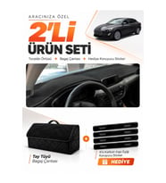 FORD FOCUS 4 (2017-2021) Uyumlu Torpido Örtüsü + Tay Tüyü Bagaj Çantası + Sticker Seti - Siyah