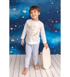 Pia Baby Premium %100 Pamuk İsme Özel Çocuk Pijama Takımı 1-8 Yaş 5080-14 (Mavi)