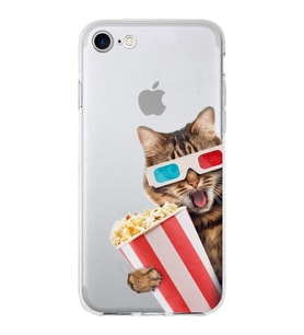 PrintiFy Apple  iPhone SE (2020) ile Uyumlu 1mm Slim Fit Kedi 1 050b Baskılı Şeffaf  Kılıf