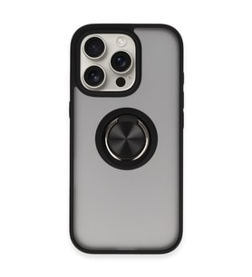 Apple İphone 16 Pro Max Kılıf Montreal Yüzüklü Silikon Kapak - Siyah