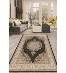 Dijital Kaymaz Taban Yıkanabilir Modern Renkli Salon Halısı Mutfak Halısı Yolluk ND-HT-1000 (Yeşil)